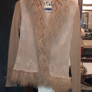 Tan suede jacket with fur. Make offer